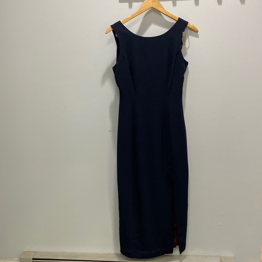 Formal open back long black dress by beechers Brook size 6